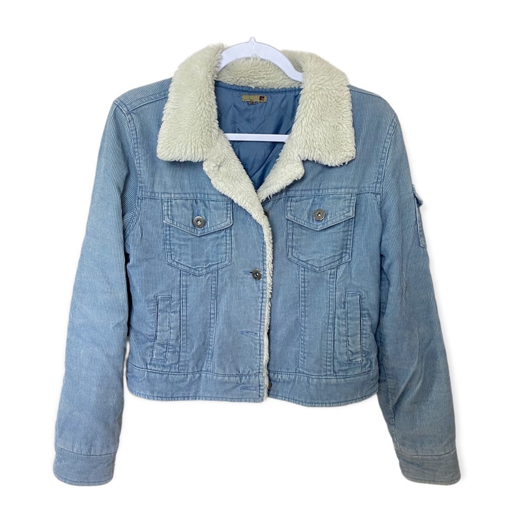 Vintage Y2K Forever 21 Corduroy Crop Fur Jacket